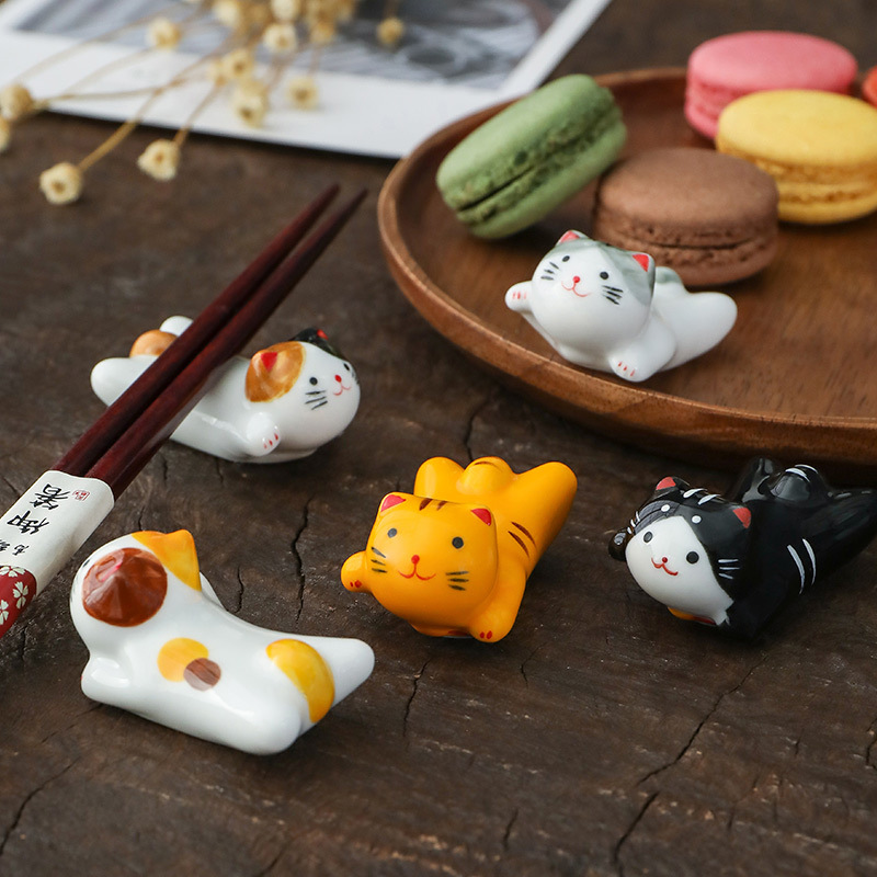 Kitchen Appliances Shelves - Flying Cat Ceramic Chopstick Rest Japanese