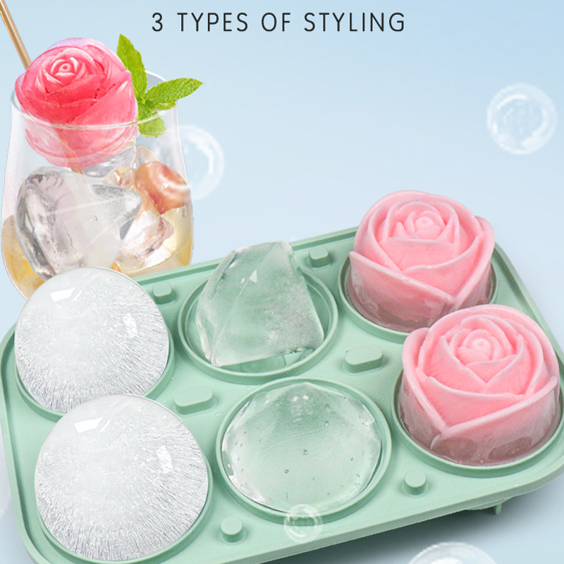 Kitchen Appliances Shelves - 3D Rose Diamond Round Ice Cube