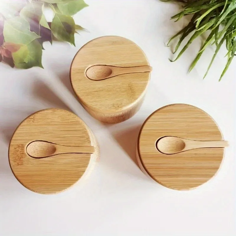 Kitchen Appliances Shelves - Bamboo Salt And Pepper Seasoning Jars