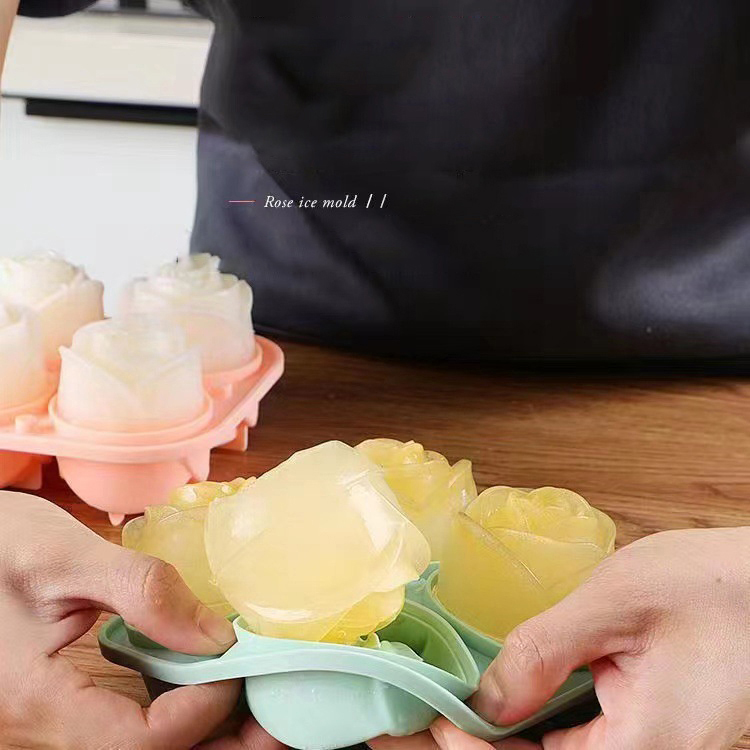 3D Rose Ice Molds 4 Holes Ice  - Kitchen Appliances Shelves 评论和价格